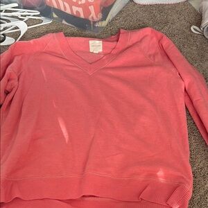 American Eagle Pink V-Neck Sweater Soft Cotton Blend